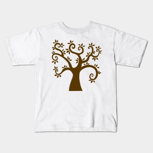 Brown abstract tree design Kids T-Shirt